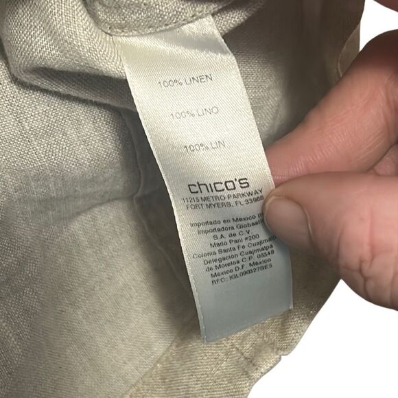 Chicos Women's Metallic Linen Blend Button Down 3/4 Sleeve Shirt Jacket - Picture 2 of 6